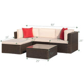 5 Pieces Patio Furniture Sets with Cushion and Glass Table